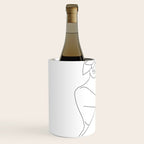 Minimal Line Art Woman with Tropical Leaves Wine Chiller Gallery Image 2