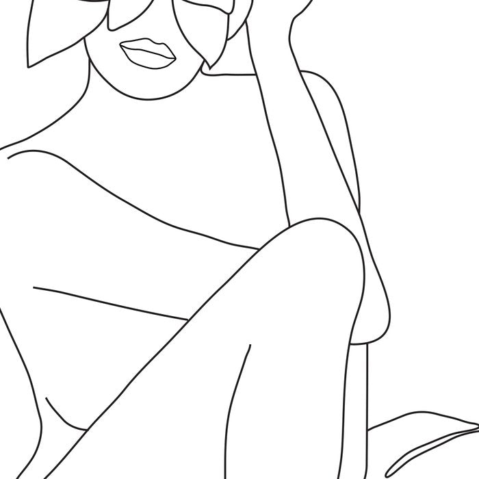 Minimal Line Art Woman with Tropical Leaves Coffee Mug Gallery Image 2