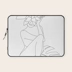 Minimal Line Art Woman with Tropical Leaves Laptop Sleeve Gallery Image 1