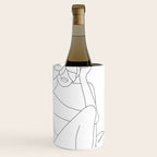 Minimal Line Art Woman with Tropical Leaves Wine Chiller Gallery Image 1