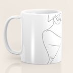 Minimal Line Art Woman with Tropical Leaves Coffee Mug Gallery Image 3