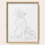 Minimal Line Art Woman with Tropical Leaves Serving Tray Gallery Image 1