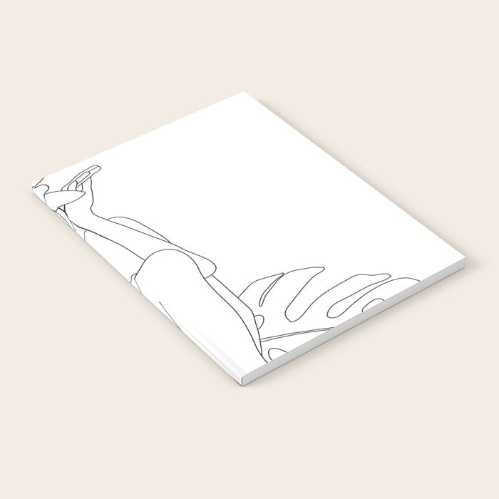 Minimal Line Art Woman with Tropical Leaves Notebook Gallery Image 2
