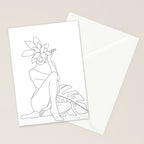 Minimal Line Art Woman with Tropical Leaves Stationery Card Gallery Image 2
