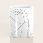 Minimal Line Art Woman with Tropical Leaves Coffee Mug Gallery Image 4