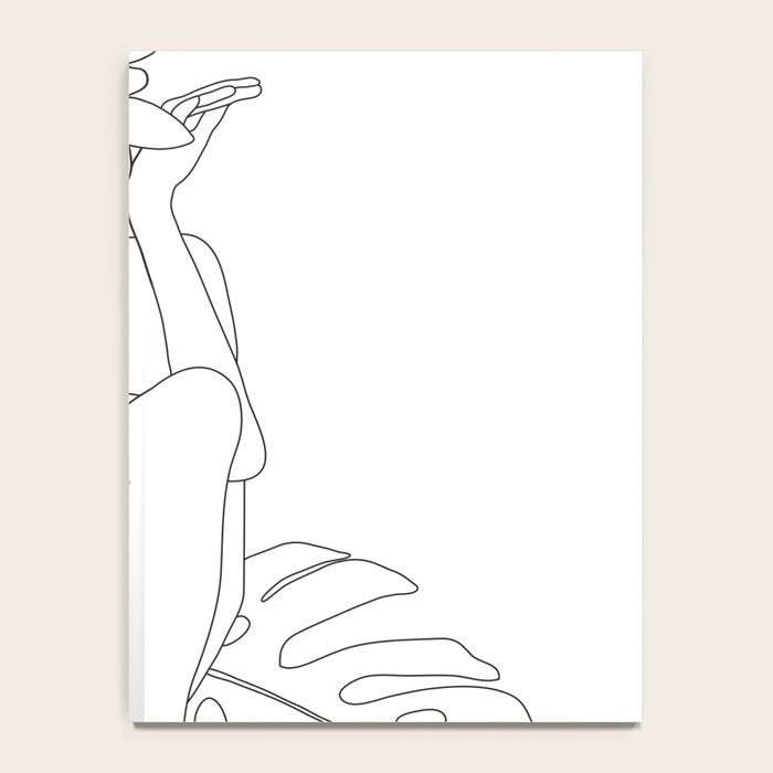 Minimal Line Art Woman with Tropical Leaves Notebook Gallery Image 4