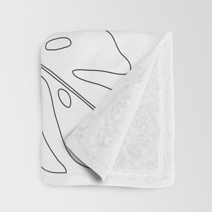 Minimal Line Art Woman with Tropical Leaves Throw Blanket Gallery Image 3