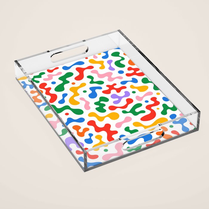 Abstract colorful organic liquid shape pattern Acrylic Tray Gallery Image 1