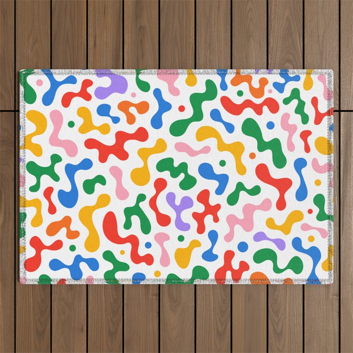 Abstract colorful organic liquid shape pattern Outdoor Rug Gallery Image 1