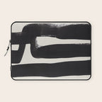 Mid Century Modern Minimalist Abstract Art Brush Strokes Black & White Ink Art Ancient Stripes Laptop Sleeve Gallery Image 1