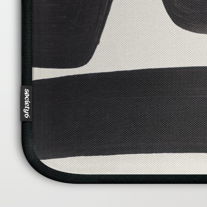Mid Century Modern Minimalist Abstract Art Brush Strokes Black & White Ink Art Ancient Stripes Laptop Sleeve Gallery Image 3