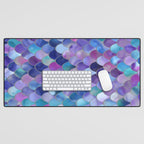 Mermaid Scales Art, Purple, Pink, Teal, Blue, Green Desk Mat Gallery Image 1