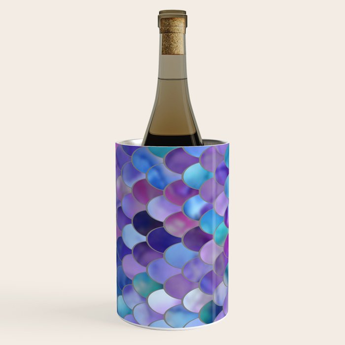 Mermaid Scales Art, Purple, Pink, Teal, Blue, Green Wine Chiller Gallery Image 3
