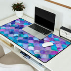 Mermaid Scales Art, Purple, Pink, Teal, Blue, Green Desk Mat Gallery Image 2