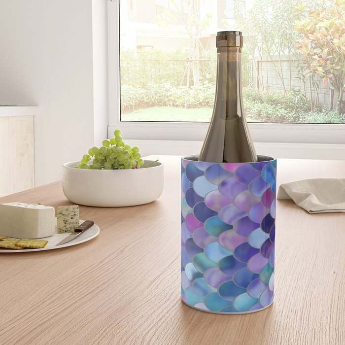 Mermaid Scales Art, Purple, Pink, Teal, Blue, Green Wine Chiller Gallery Image 4