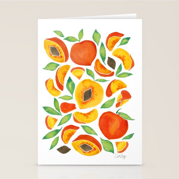 Peaches - Green Leaves Stationery Card Gallery Image 1