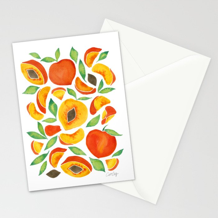 Peaches - Green Leaves Stationery Card Gallery Image 2