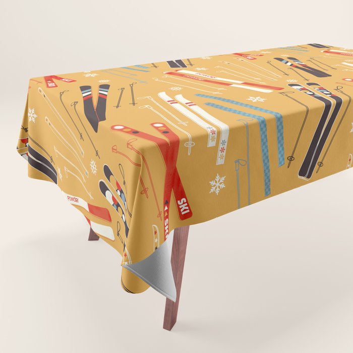 Bright Retro Ski Pattern Tablecloth Gallery Image 1
