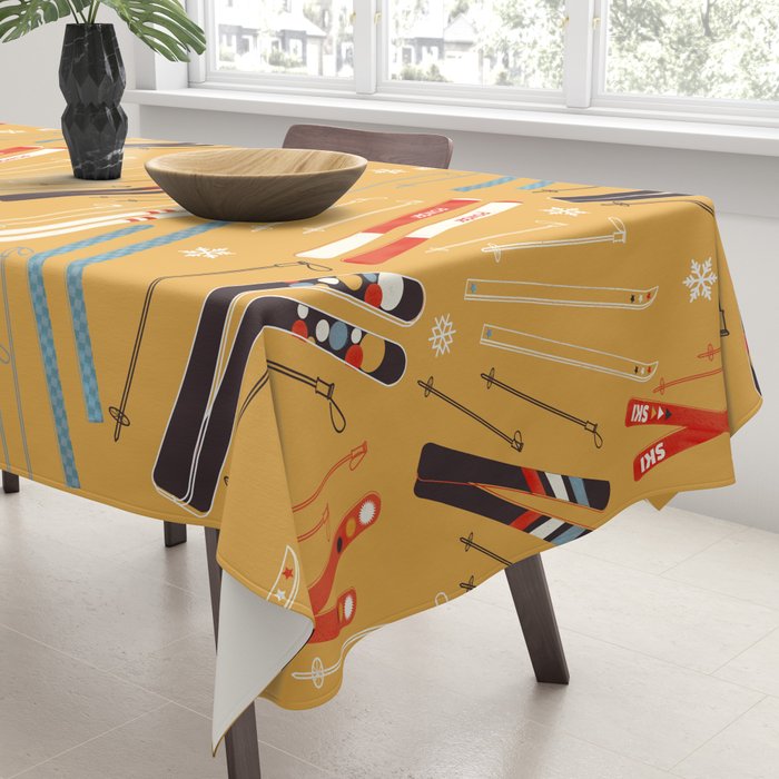 Bright Retro Ski Pattern Tablecloth Gallery Image 3