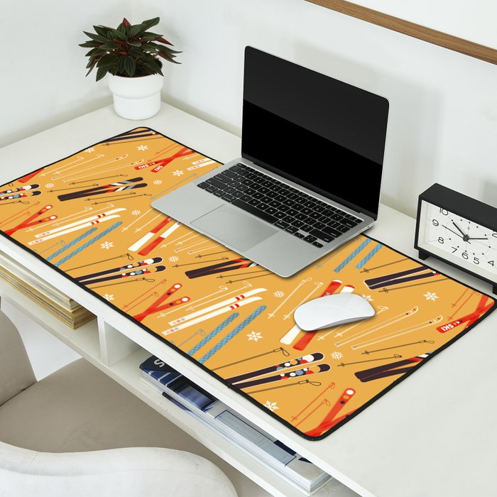 Bright Retro Ski Pattern Desk Mat Gallery Image 2