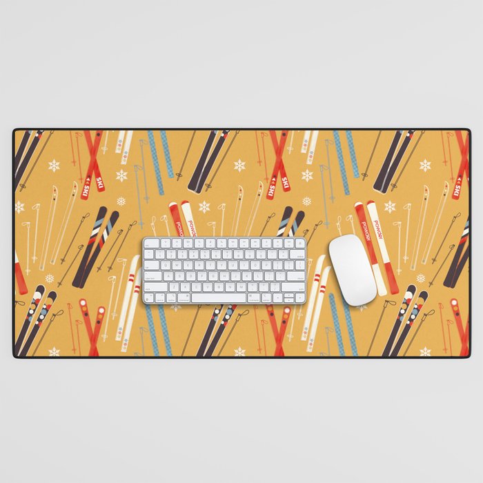Bright Retro Ski Pattern Desk Mat Gallery Image 1