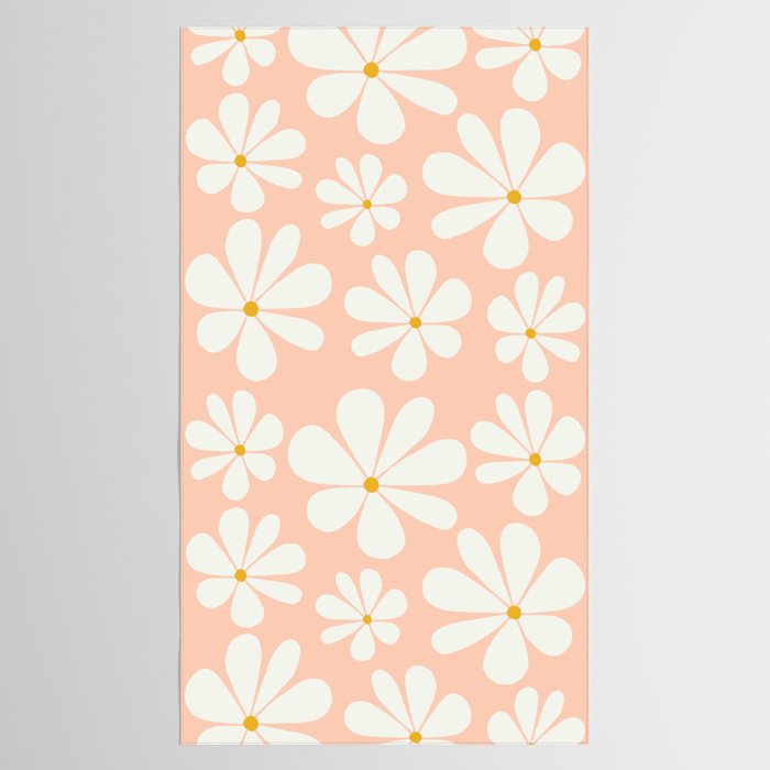 Retro Daisy Pattern - Peach Pink Tablecloth Gallery Image 2