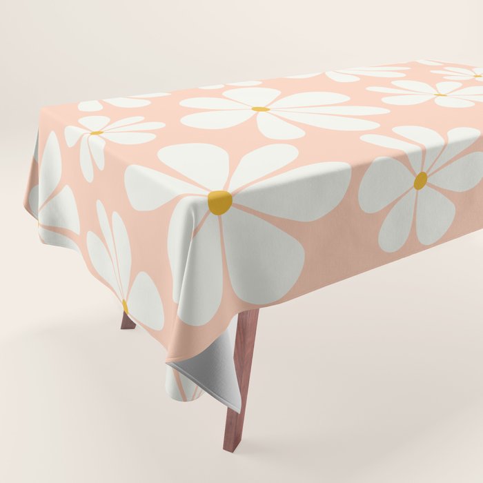 Retro Daisy Pattern - Peach Pink Tablecloth Gallery Image 1
