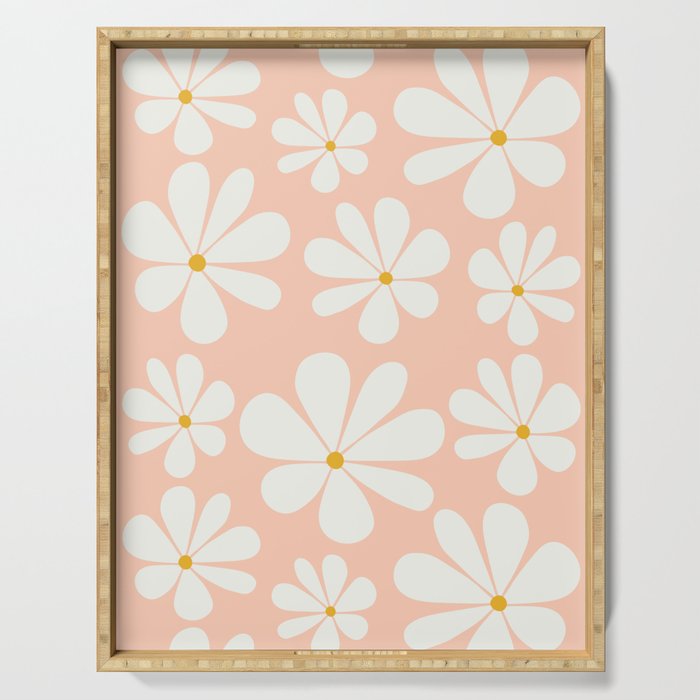 Retro Daisy Pattern - Peach Pink Serving Tray Gallery Image 1