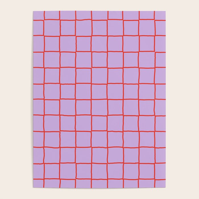 Red + Lavender Plaid Checker Poster Gallery Image 1