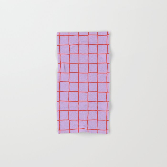 Red + Lavender Plaid Checker Bath Towel Gallery Image 1