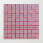 Red + Lavender Plaid Checker Wood Wall Art Gallery Image 1