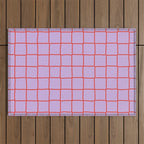 Red + Lavender Plaid Checker Outdoor Rug Gallery Image 1