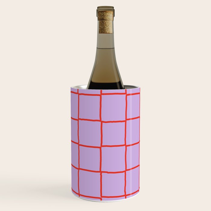 Red + Lavender Plaid Checker Wine Chiller Gallery Image 2