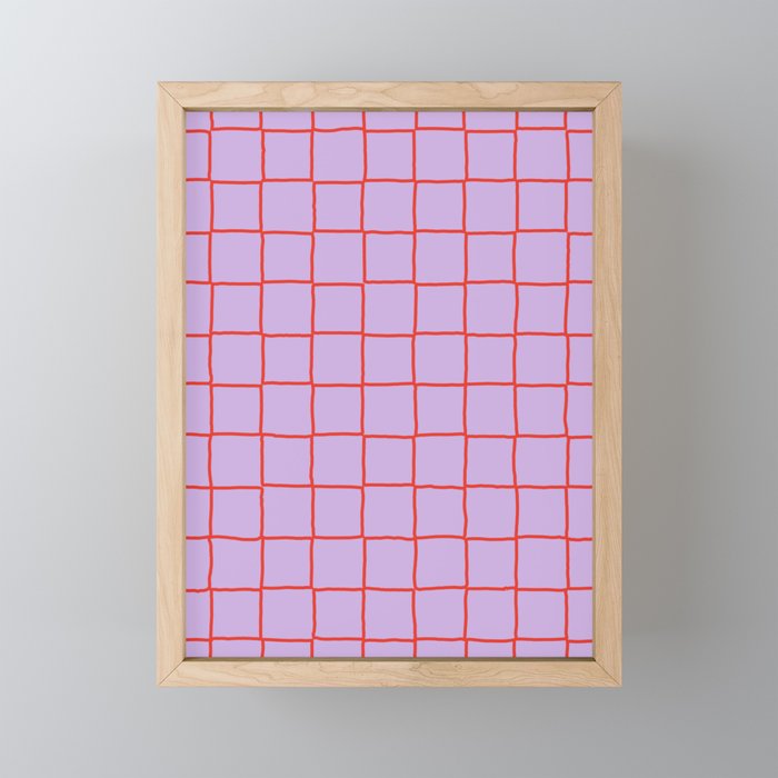Red + Lavender Plaid Checker Mini Art Print Gallery Image 1