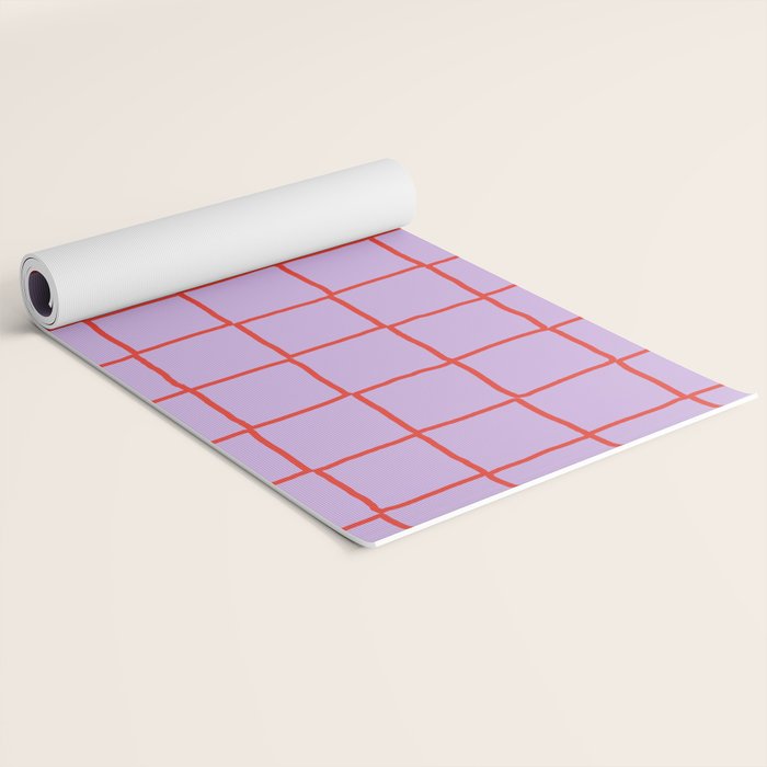 Red + Lavender Plaid Checker Yoga Mat Gallery Image 2