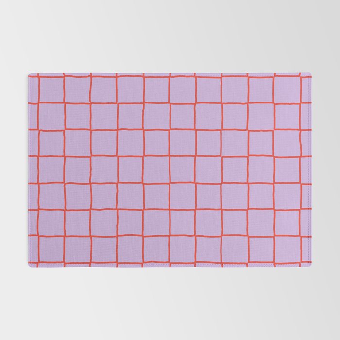 Red + Lavender Plaid Checker Rug Gallery Image 2