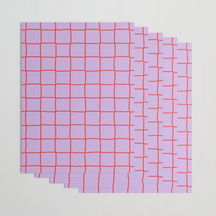 Red + Lavender Plaid Checker Wrapping Paper Gallery Image 3