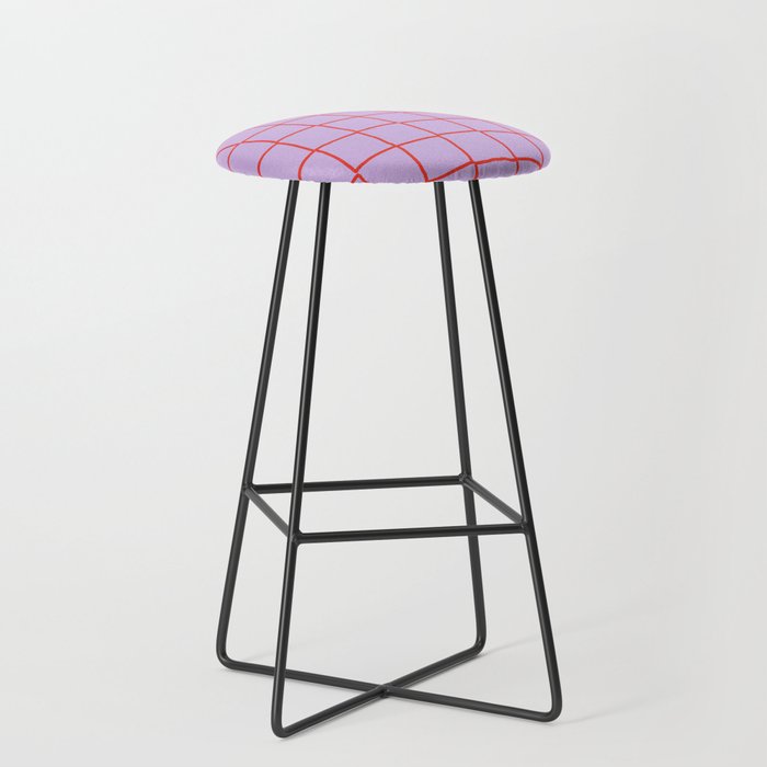 Red + Lavender Plaid Checker Stool Gallery Image 1