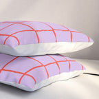 Red + Lavender Plaid Checker Pillow Sham Gallery Image 3