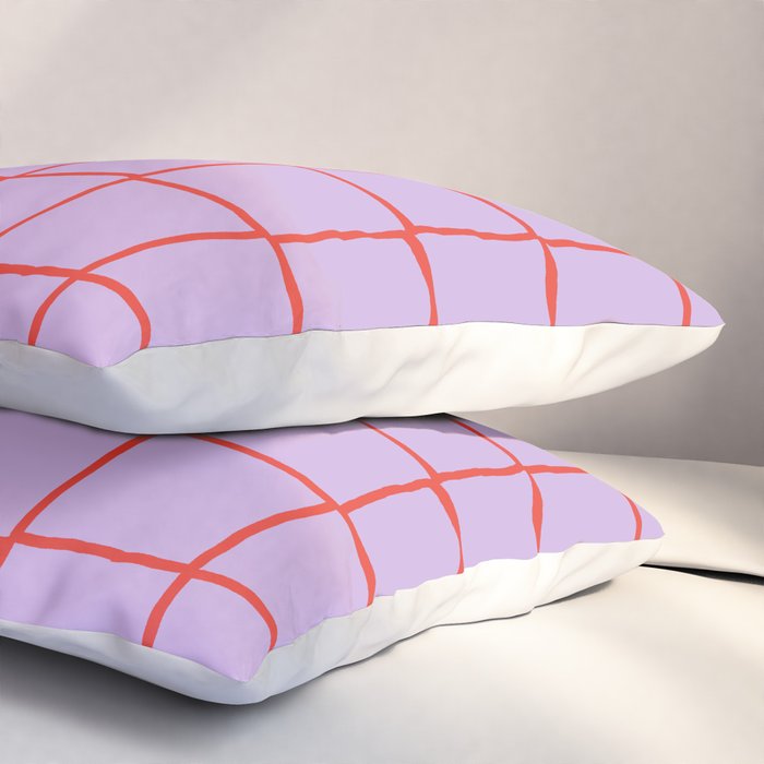 Red + Lavender Plaid Checker Pillow Sham Gallery Image 3