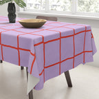 Red + Lavender Plaid Checker Tablecloth Gallery Image 3