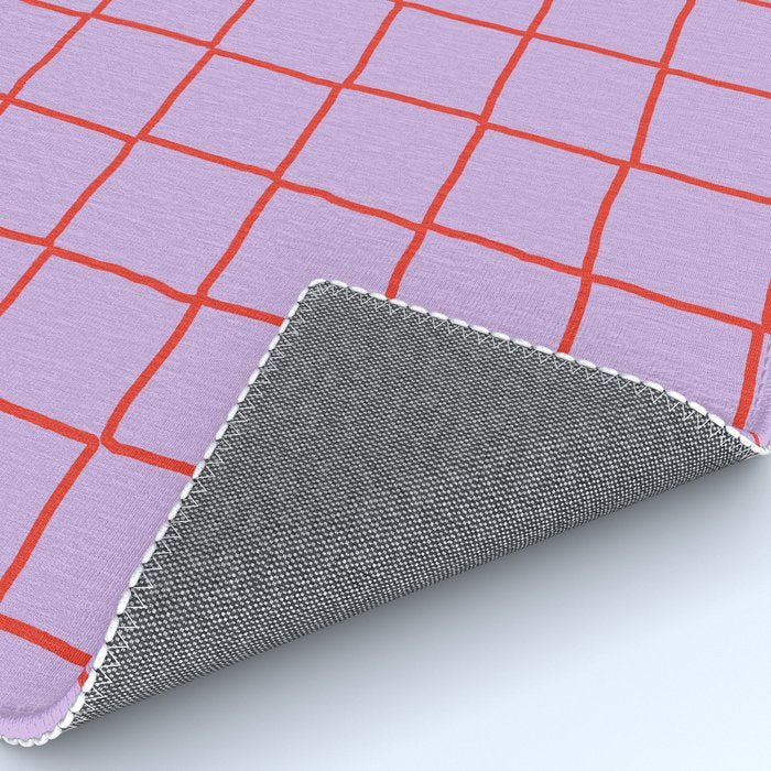 Red + Lavender Plaid Checker Rug Gallery Image 4