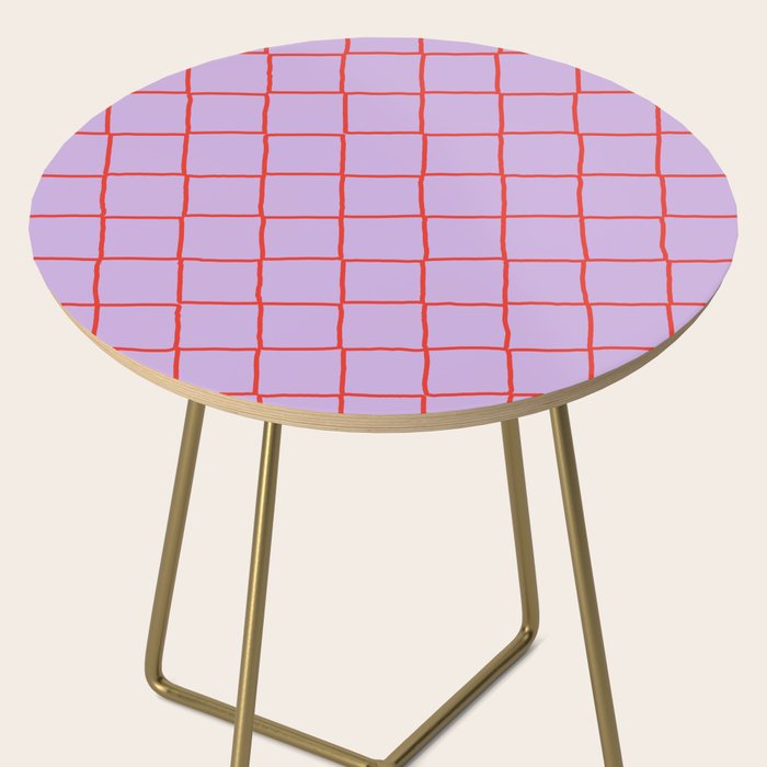Red + Lavender Plaid Checker Side Table Gallery Image 2
