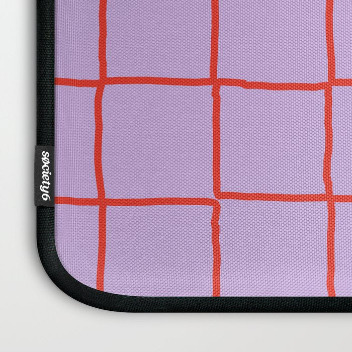 Red + Lavender Plaid Checker Laptop Sleeve Gallery Image 3