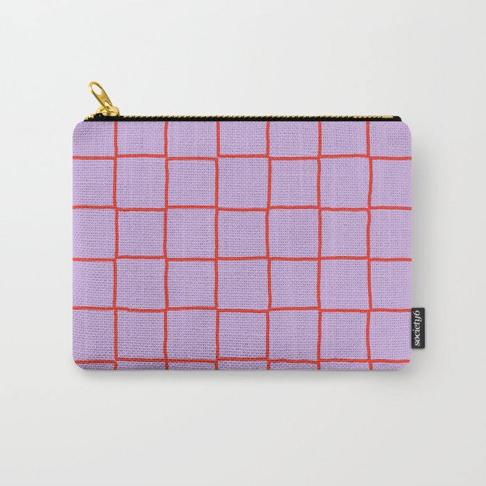Red + Lavender Plaid Checker Carry All Pouch Gallery Image 1