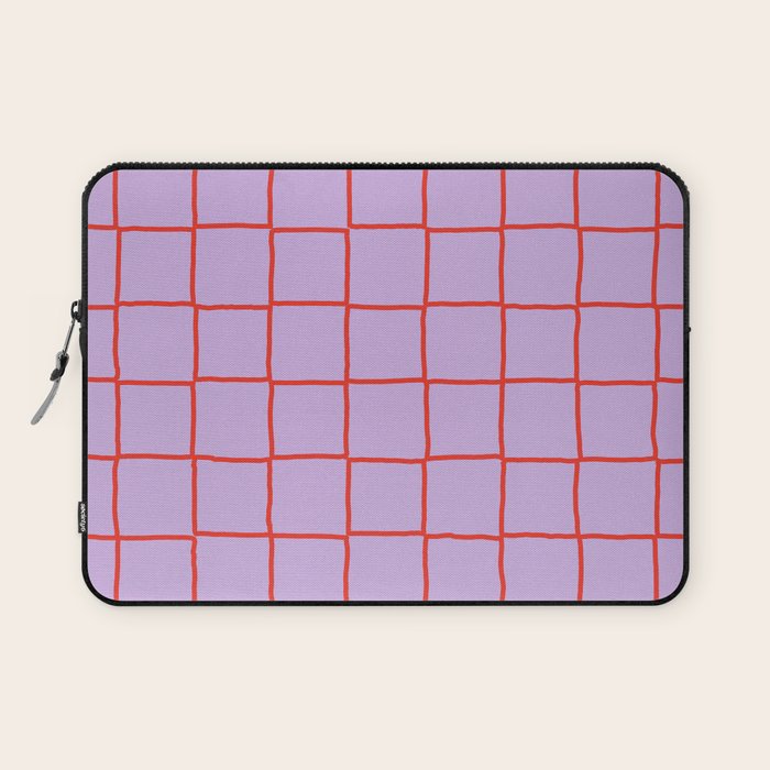 Red + Lavender Plaid Checker Laptop Sleeve Gallery Image 1