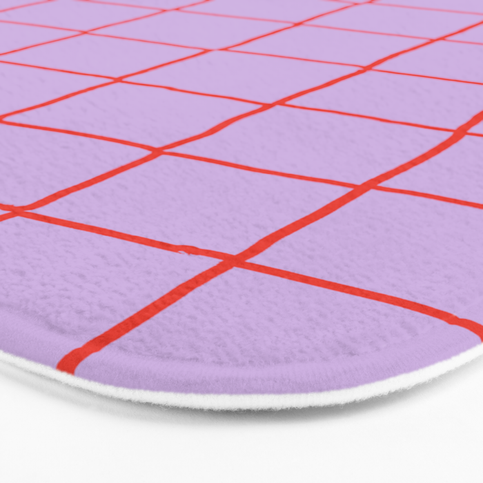 Red + Lavender Plaid Checker Bath Mat Gallery Image 3