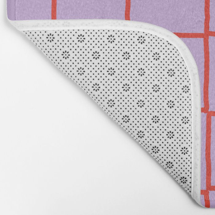 Red + Lavender Plaid Checker Bath Mat Gallery Image 2