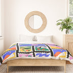Colorful nature landscape post card stamp pattern Duvet Cover Gallery Image 3