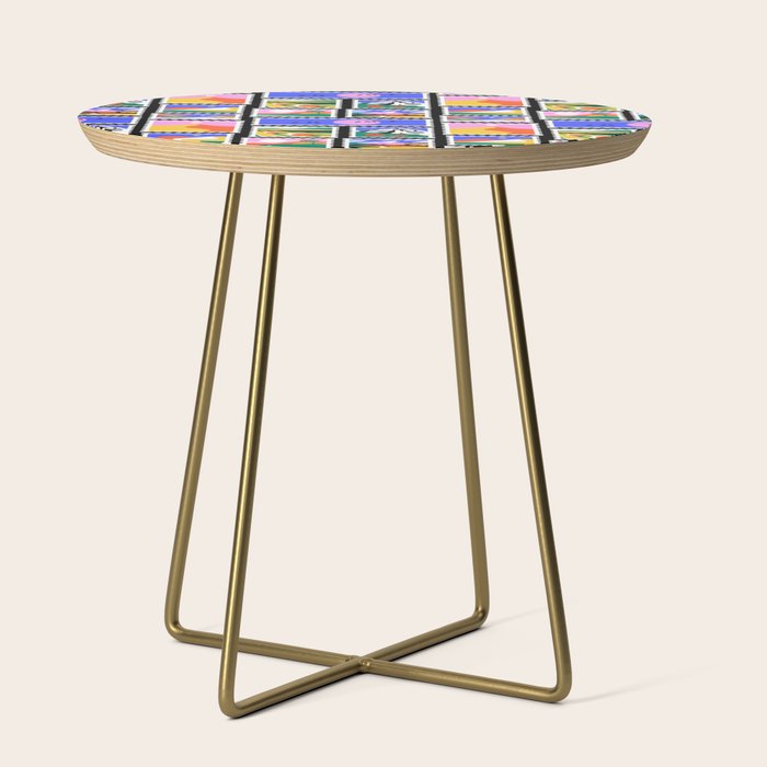 Colorful nature landscape post card stamp pattern Side Table Gallery Image 1
